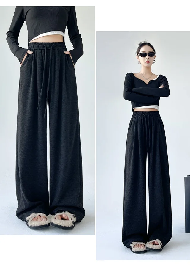Sheep Cashmere Loose Wide-leg Pants Detail