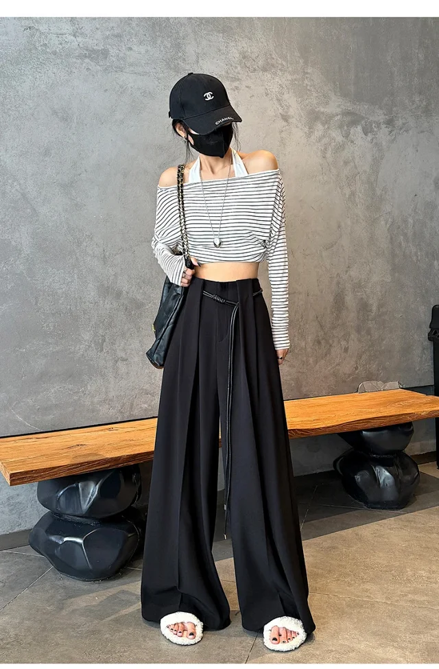 2025 Fall New Arrival: High-Waisted Wide-Leg Trousers for Women Detail