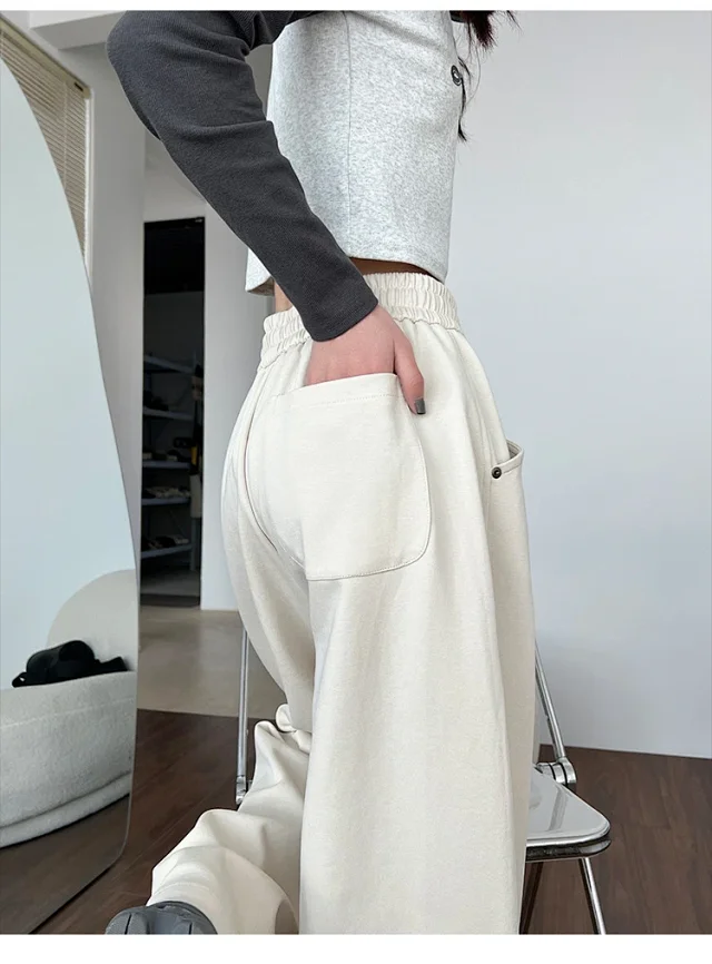 2025 New Fall Banana Pants for Petite Women - Cream High - Waist Wide - Leg Detail