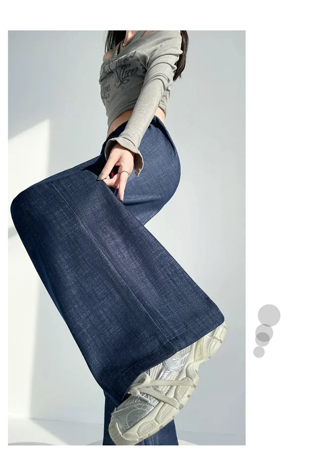Women's Wide-Leg Denim Pants Detail