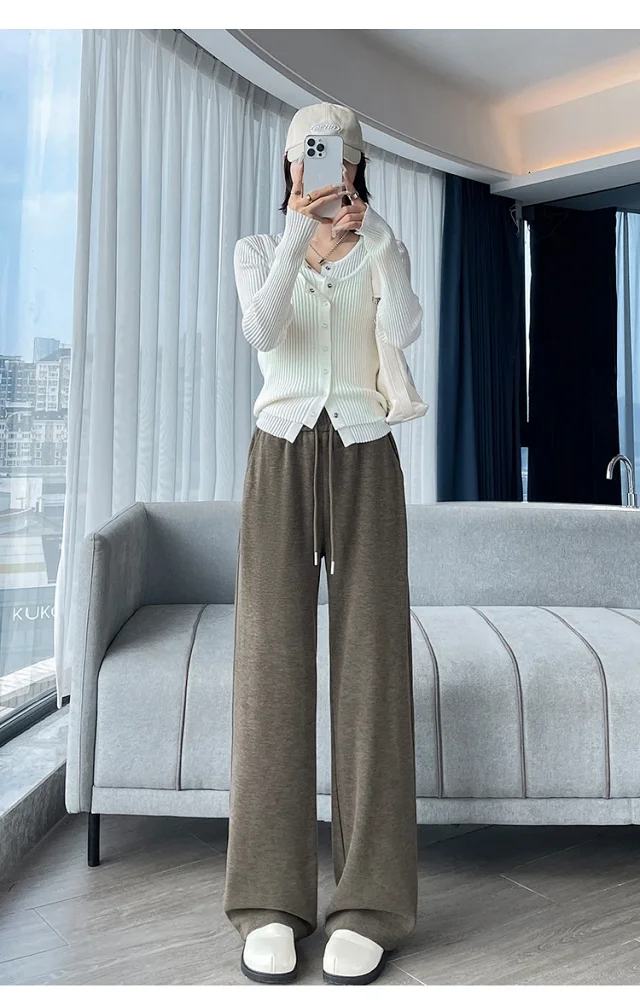 2025 Women's Cashmere Wide-Leg Pants Detail