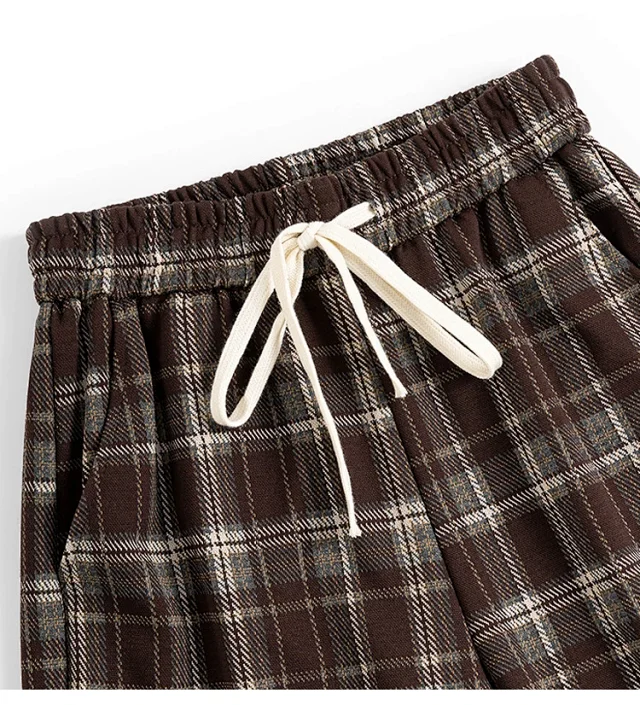 2025 Spring Maillard Plaid Wide-Leg Pants Detail