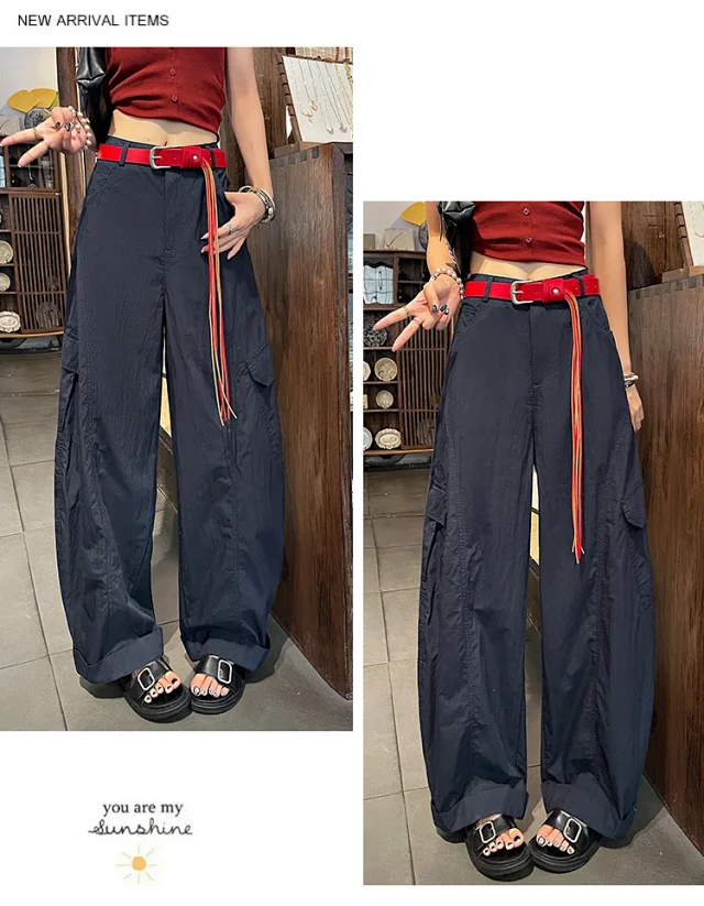 American Style High-Waist Cargo Pants for Women Detail