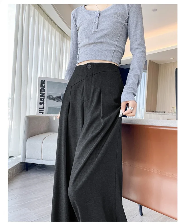Old Money Style Denim Wide-Leg Pants 2025 Fall Detail