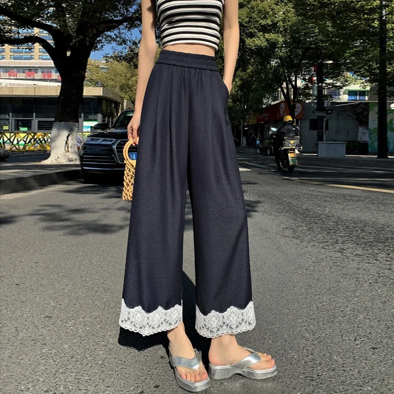 Women's 2025 Spring Lace Wide-leg Pants