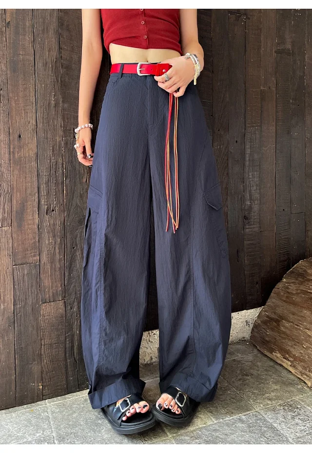 American Style High-Waist Cargo Pants for Women Detail