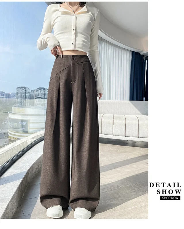Old Money Style Denim Wide-Leg Pants 2025 Fall Detail
