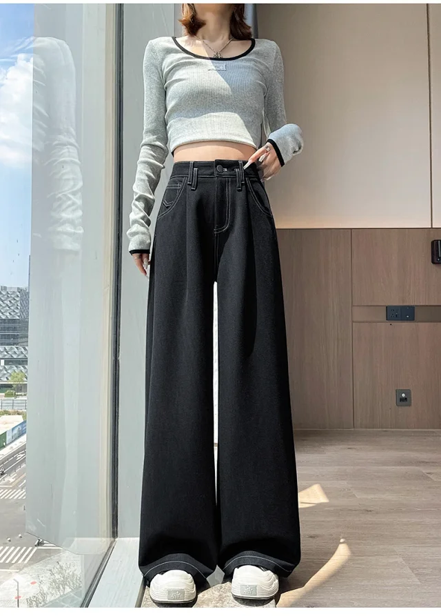 Women's Soft Denim Wide-Leg Pants Detail