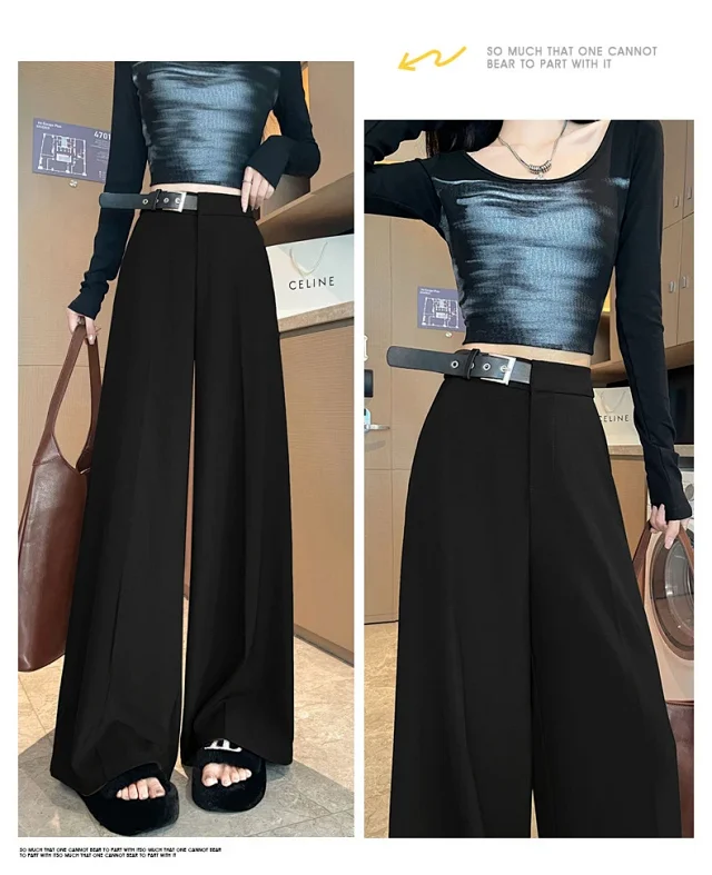 2025 Fall Old Money Style Wide-Leg Trousers Detail