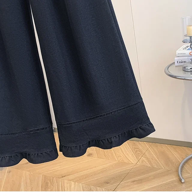 2025 Early Fall Korean Ruffled Wide-Leg Pants Detail