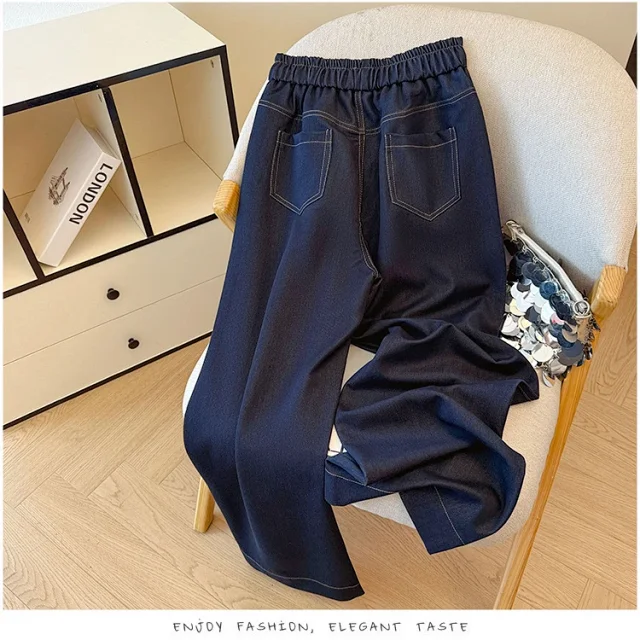 2025 Early Autumn Tencel Soft Denim Wide-Leg Pants for Women Detail