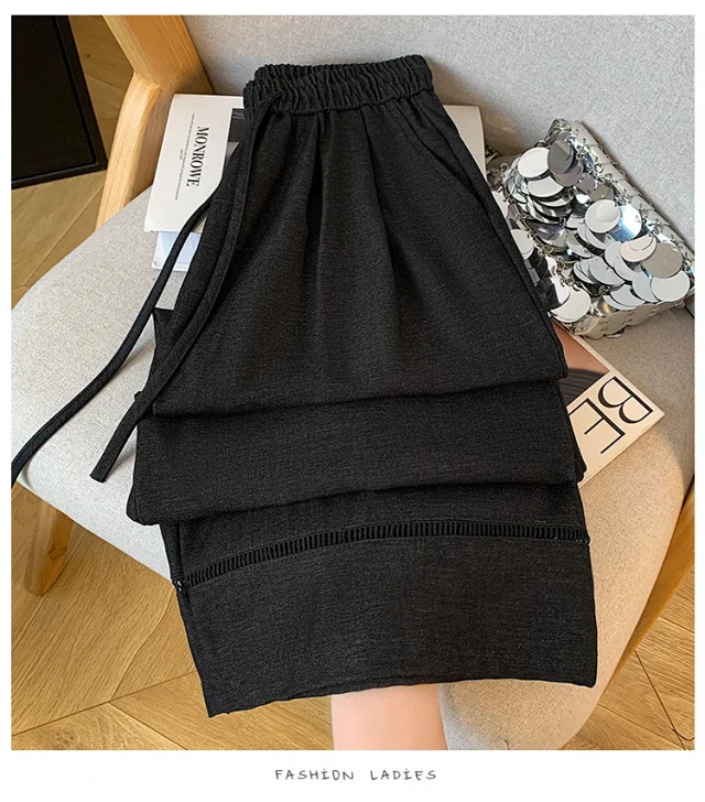 2025 Fall Thickened Tencel Hollow Straight Pants Detail