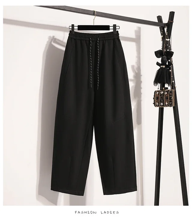 European Style Wide-Leg Sweatpants Detail
