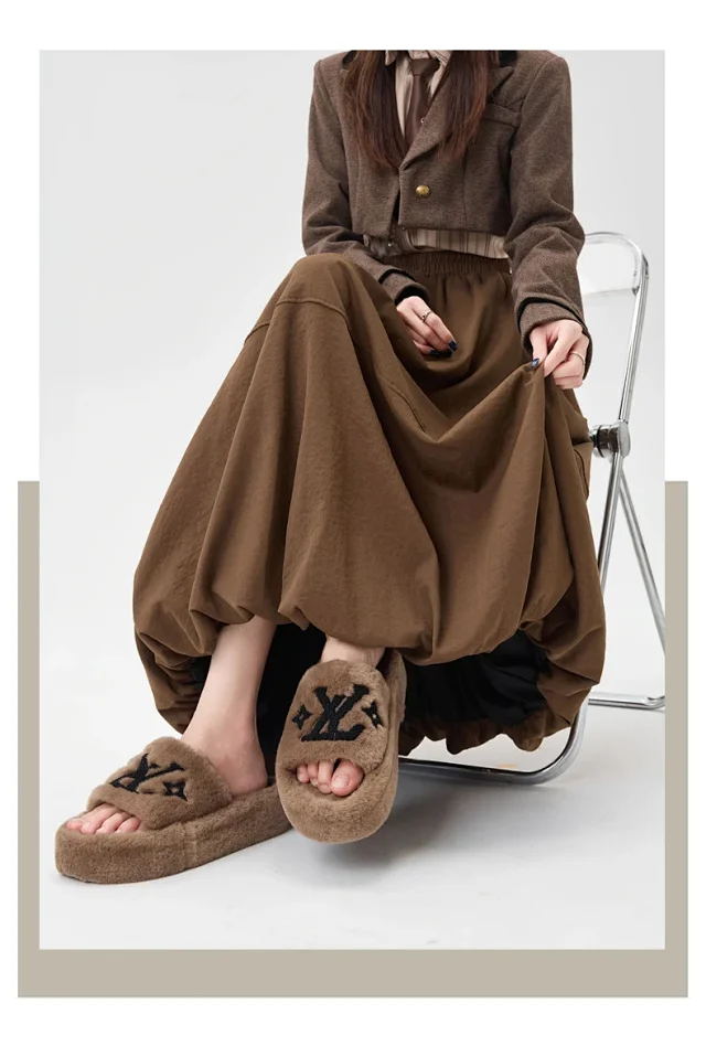 2025 Fall Korean High - Waist A - Line Lantern Midi Skirt Detail