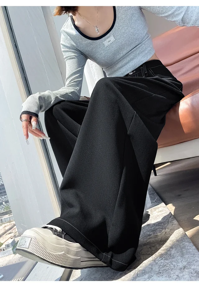 Women's Soft Denim Wide-Leg Pants Detail