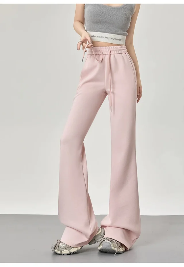 2025 Fall Women's Maillard Horseshoe Pants - High-Waisted, Slimming, American Micro-Flare Long Pants Detail