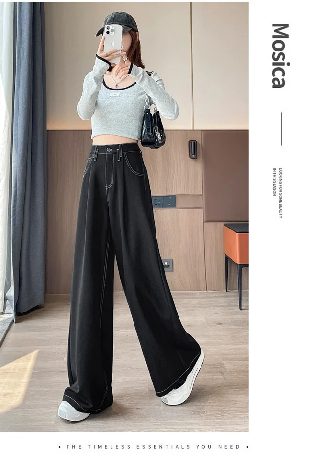 Women's Soft Denim Wide-Leg Pants Detail