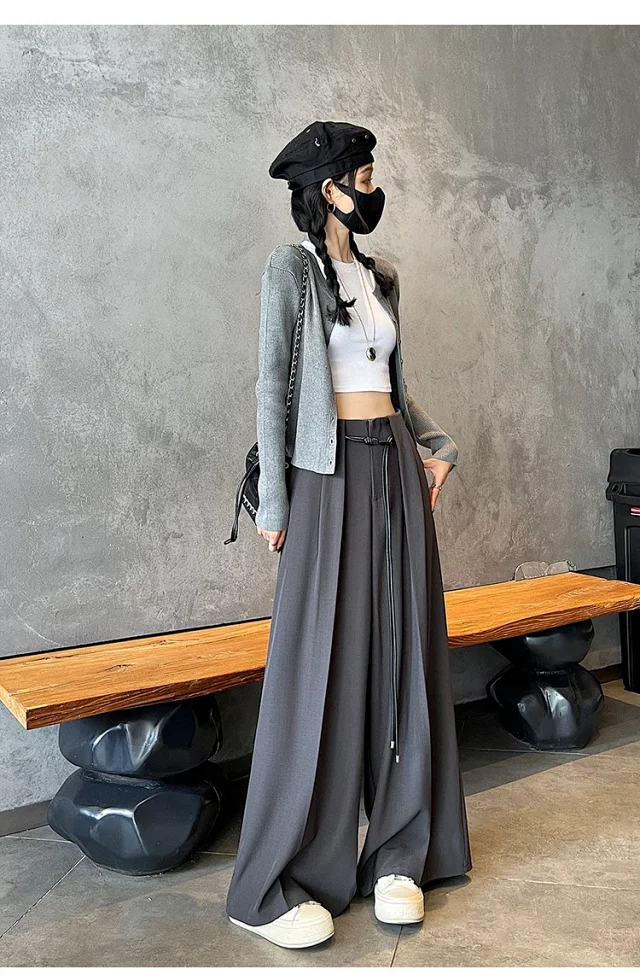 2025 Fall New Arrival: High-Waisted Wide-Leg Trousers for Women Detail