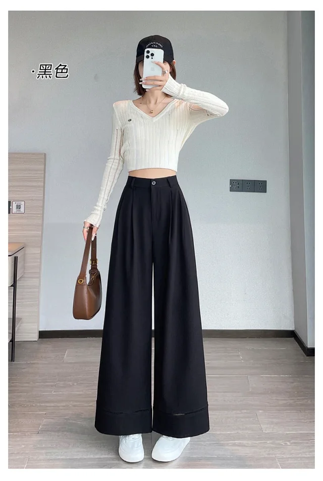 2025 Fall Women's Washable Cotton Hollow Wide - leg Pants Detail