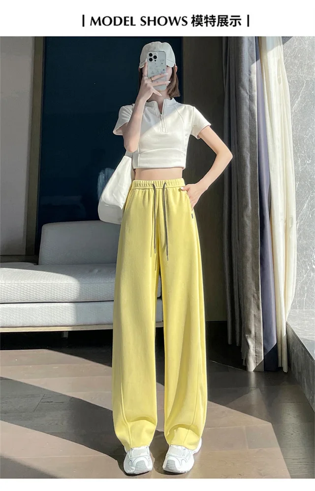 Women's 2025 Fall High-Waist Wide-Leg Pants Detail