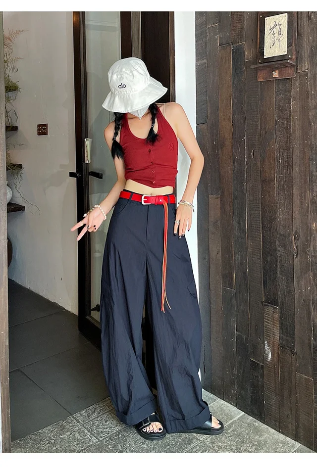 American Style High-Waist Cargo Pants for Women Detail