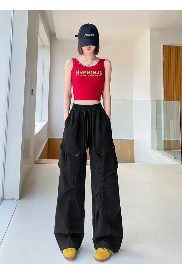 2025 Fall Women's Cargo Pants (High - waist Wide - leg) Detail