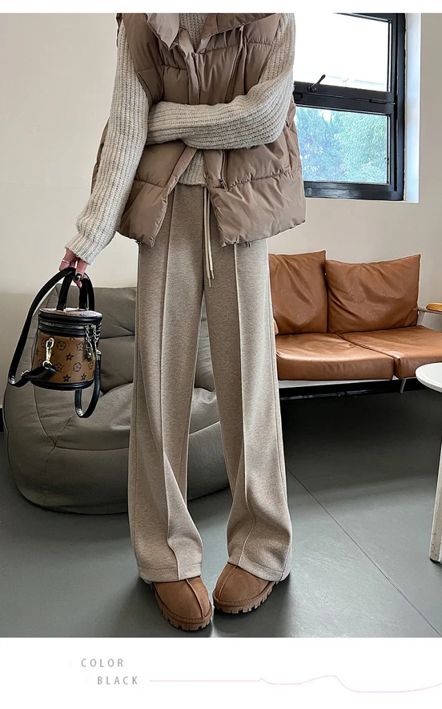 Ladies' Acetate Cashmere Herringbone Straight Pants Detail