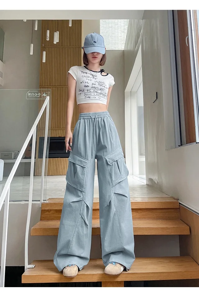 2025 Fall Women's Cargo Pants (High - waist Wide - leg) Detail