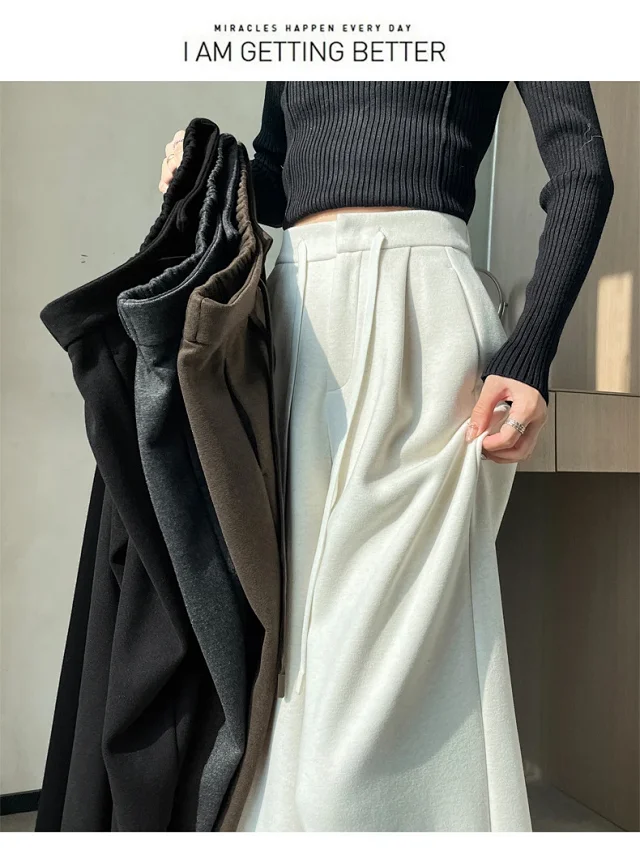 2025 Fall/Winter Women's Glutinous Rice Cashmere WideLeg Pants Detail