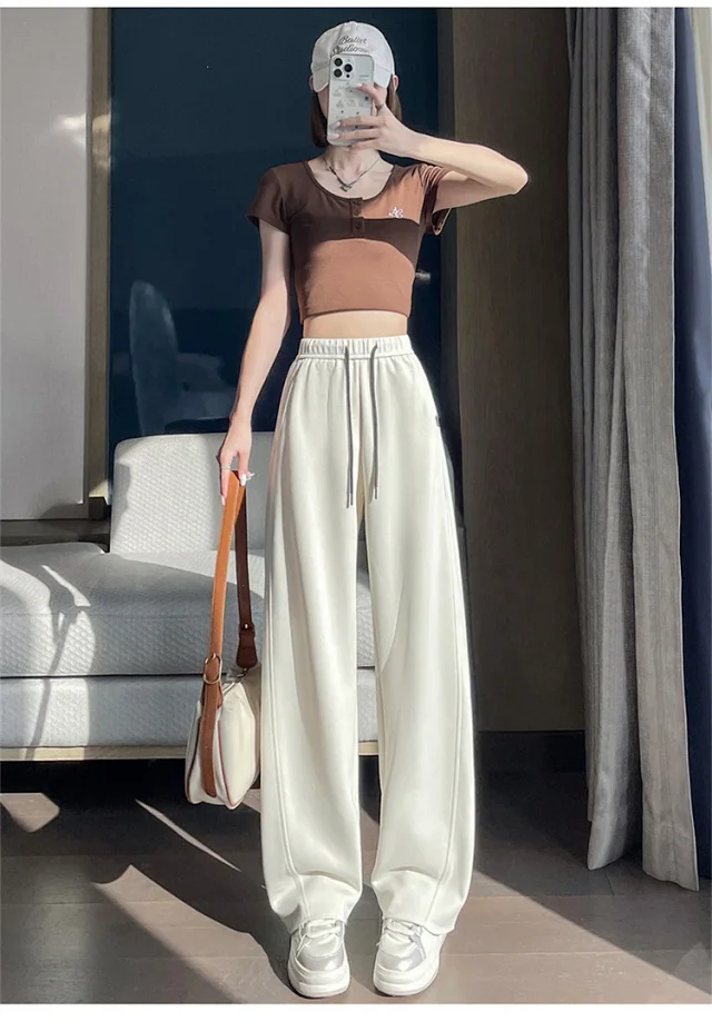 Women's 2025 Fall High-Waist Wide-Leg Pants Detail