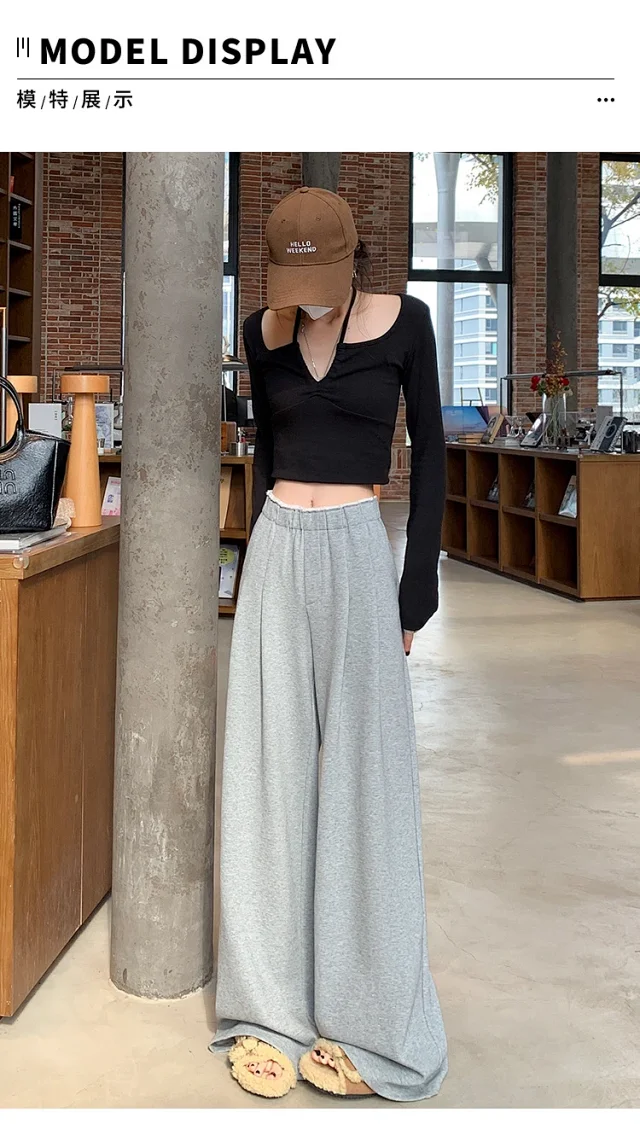 Navy Wide-Leg Pants for Women Detail