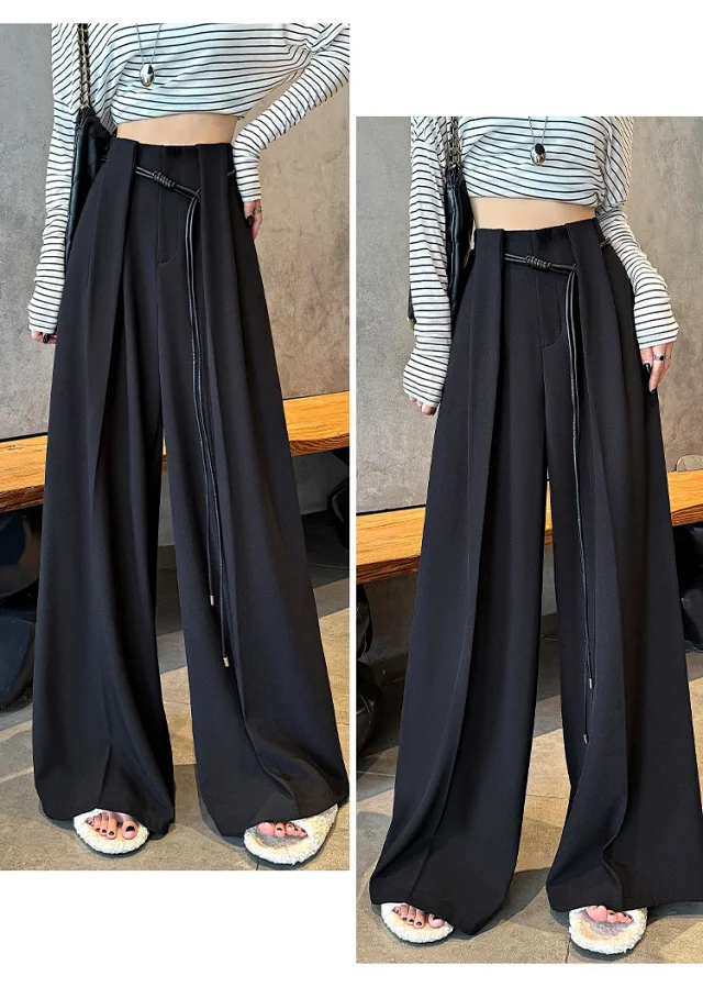 2025 Fall New Arrival: High-Waisted Wide-Leg Trousers for Women Detail