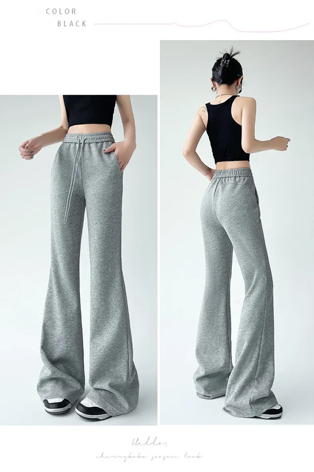 2025 Fall Women's Maillard Horseshoe Pants - High-Waisted, Slimming, American Micro-Flare Long Pants Detail