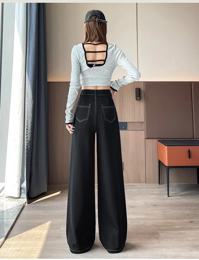 Women's Soft Denim Wide-Leg Pants Detail