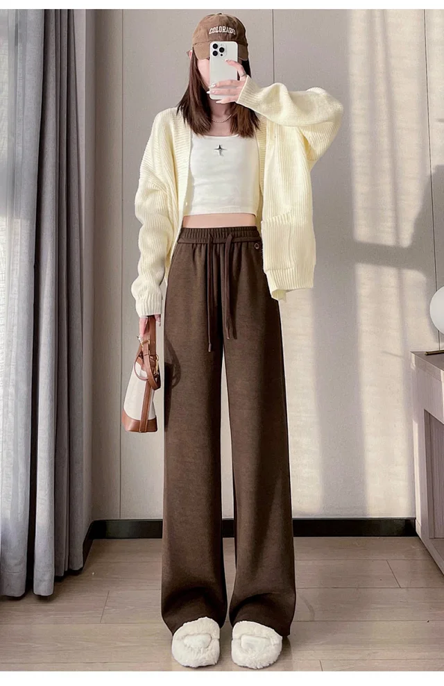 2025 Fall/Winter Women's Knit Wide-Leg Cashmere Pants Detail