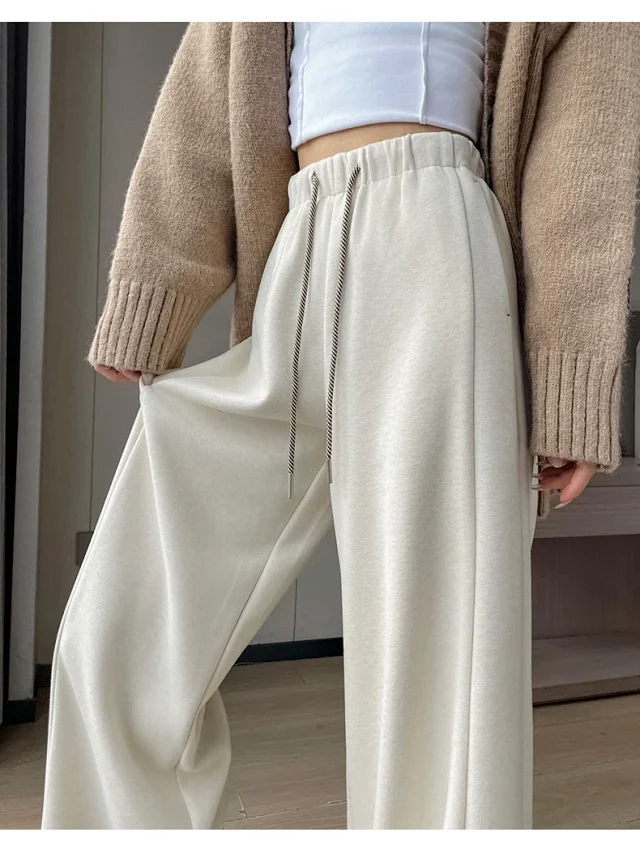2025 New Autumn/Winter Cashmere Wide-Leg Pants for Women Detail