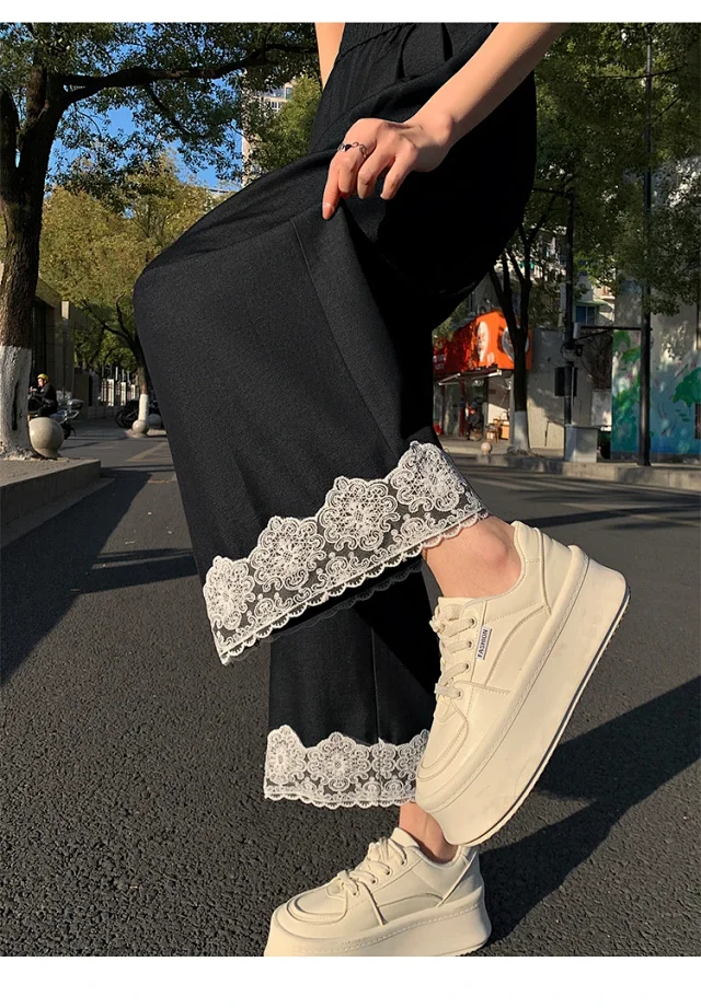 Women's 2025 Spring Lace Wide-leg Pants Detail