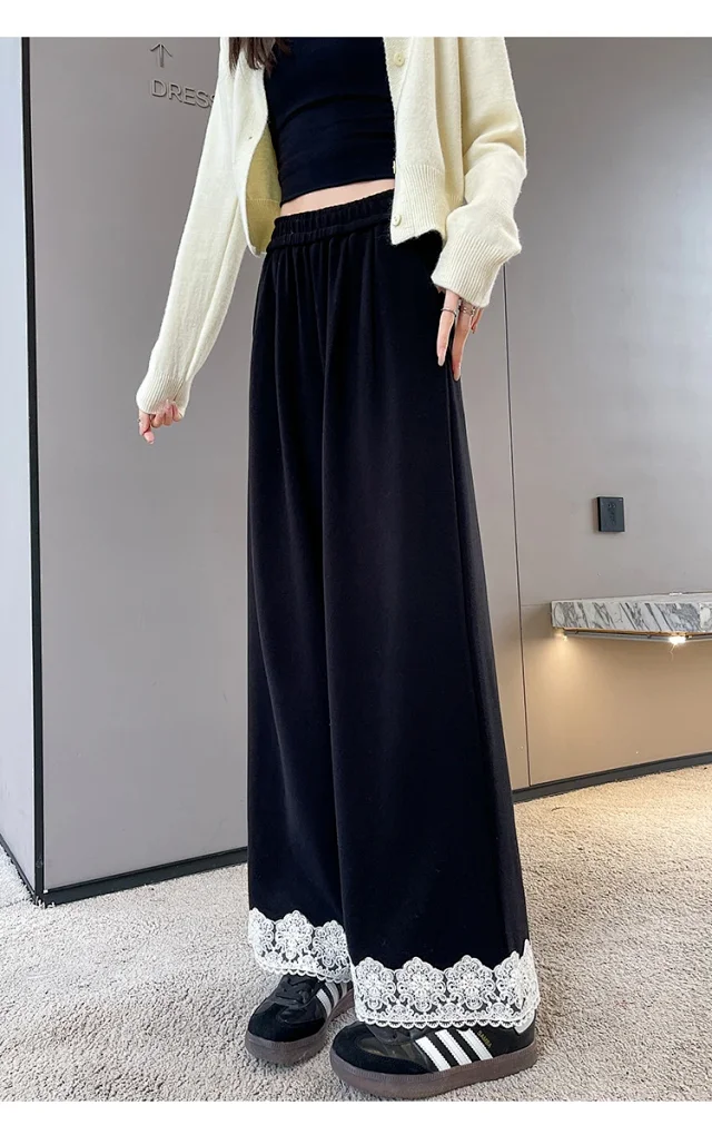 Autumn New Lace Wide-Leg Pants for Women Detail