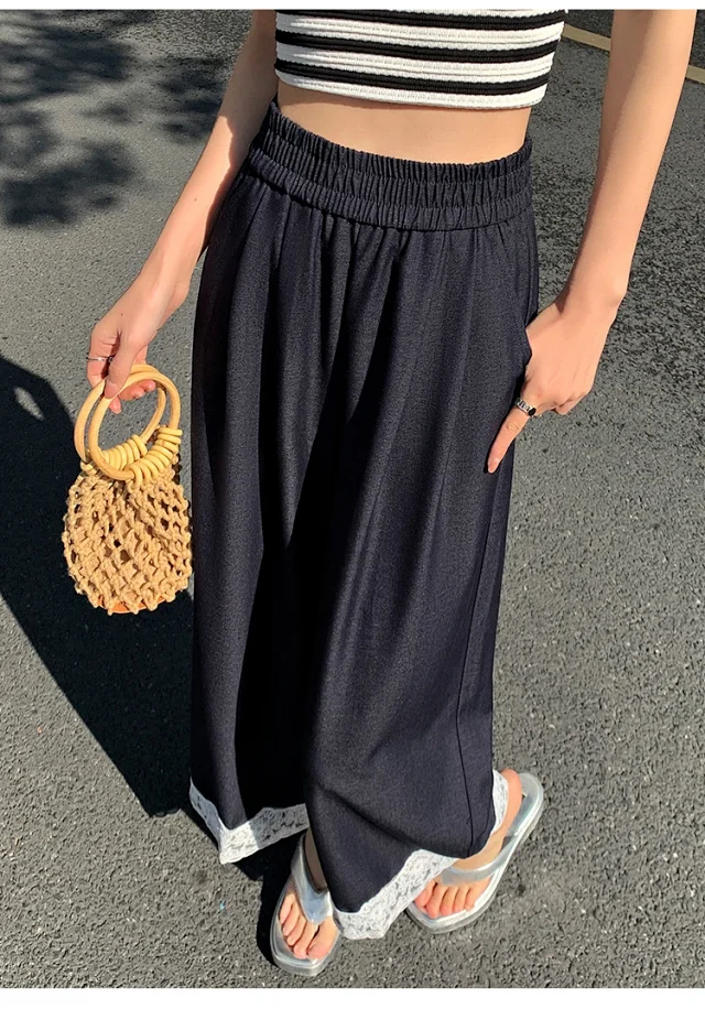 Women's 2025 Spring Lace Wide-leg Pants Detail