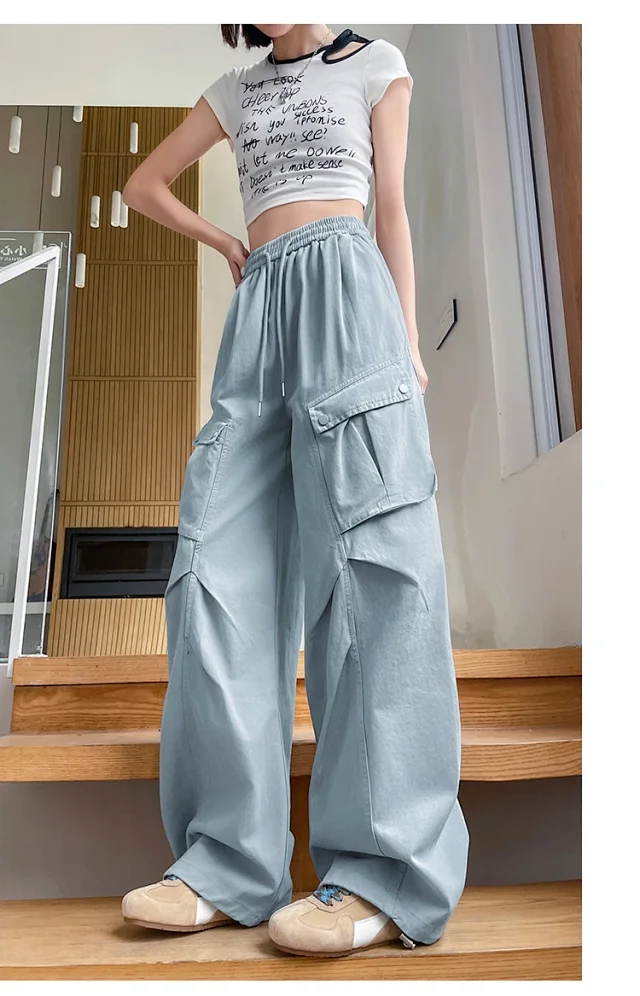 2025 Fall Women's Cargo Pants (High - waist Wide - leg) Detail