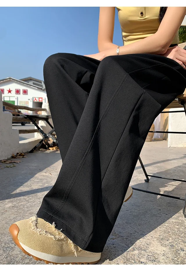 2025 Women's Slim Fit High - Waist Wide - Leg Pants Detail