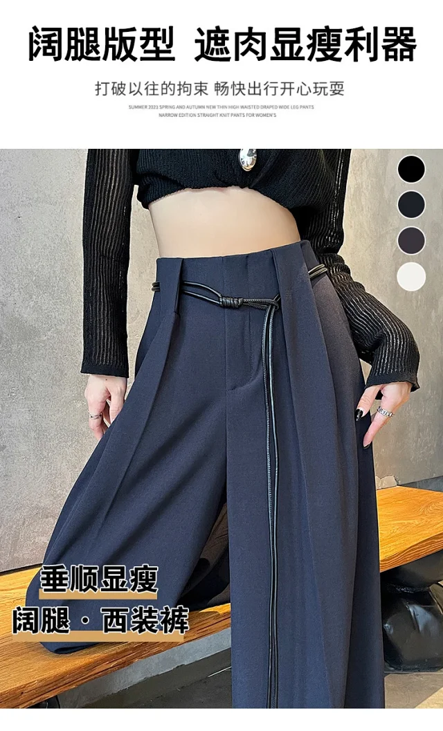 2025 Fall New Arrival: High-Waisted Wide-Leg Trousers for Women Detail
