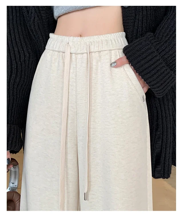 Fluffy Cloudy Lazy Soft Cashmere Wide-Leg Pants for Women Detail