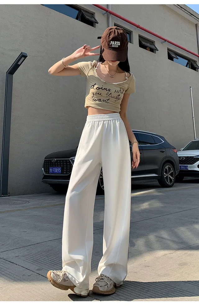 2025 Women's Slim Fit High - Waist Wide - Leg Pants Detail