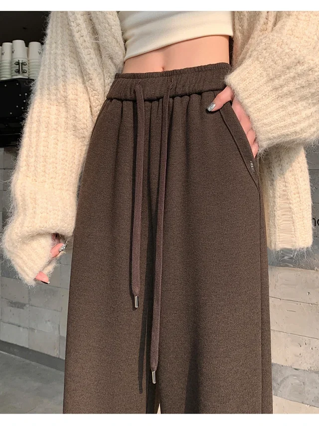 Fluffy Cloudy Lazy Soft Cashmere Wide-Leg Pants for Women Detail