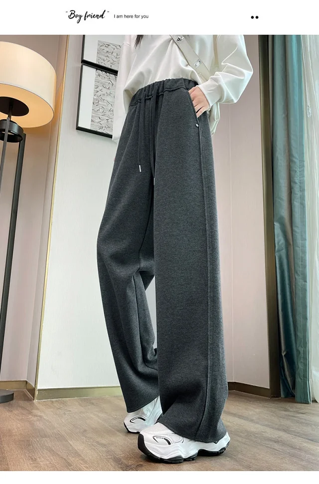 High-waist Drawstring Wide-leg Pants Detail