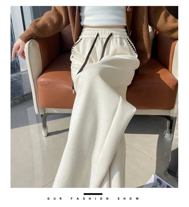 2025 Fall/Winter Women's Glutinous Rice Cashmere Wide-Leg Pants Detail