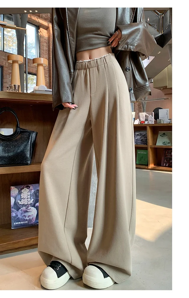 Navy Wide-Leg Pants for Women Detail