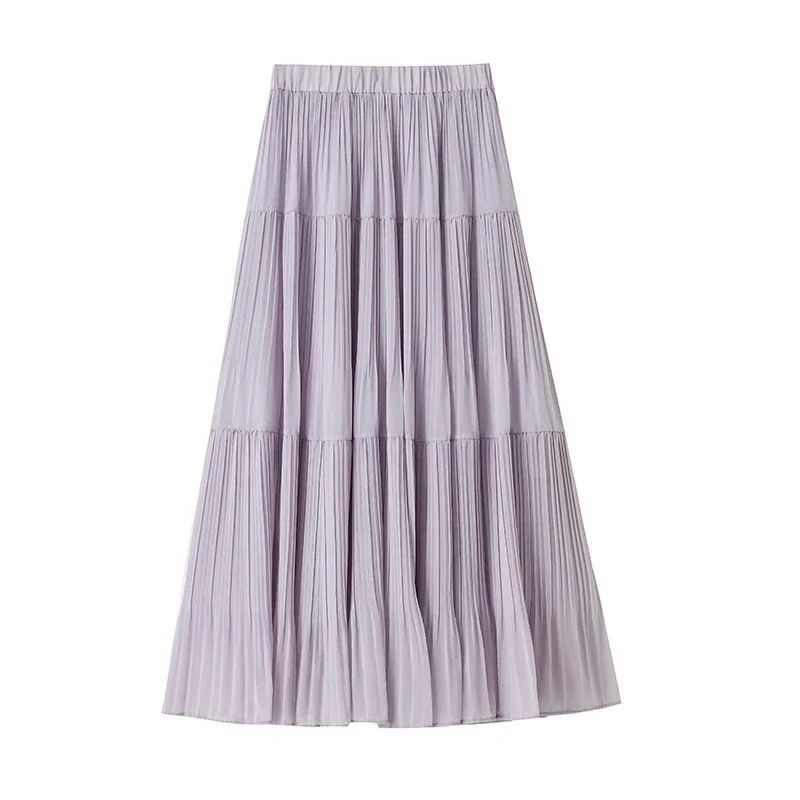 Purple Pleated Midi Skirt 2025 Spring/Summer