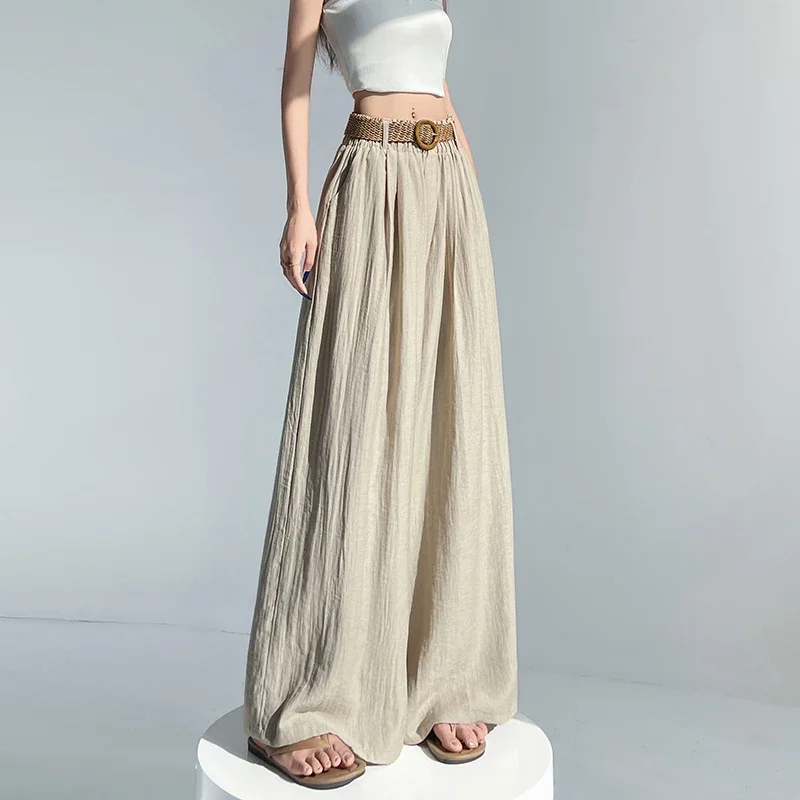 Ice Silk Linen Wide-Leg Pants